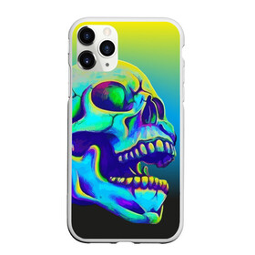 Чехол для iPhone 11 Pro Max матовый с принтом Neon skull в Белгороде, Силикон |  | color | grin | jaw | orbits | skull | teeth | зубы | оскал | пасть | цвет | череп