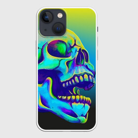 Чехол для iPhone 13 mini с принтом Neon skull в Белгороде,  |  | color | grin | jaw | orbits | skull | teeth | зубы | оскал | пасть | цвет | череп