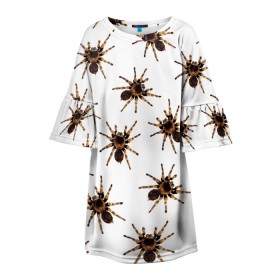 Детское платье 3D с принтом В пауках в Белгороде, 100% полиэстер | прямой силуэт, чуть расширенный к низу. Круглая горловина, на рукавах — воланы | Тематика изображения на принте: pattern | spider | джунгли | дикие | животные | жуки | звери | лапы | мерзкие | монстр | насекомые | паттерн | паук | пауки | паутина | паучок | птицеед | страшный | существа | тараканы | тарантул | тропики