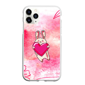 Чехол для iPhone 11 Pro матовый с принтом Влюбленный Зайчик в Белгороде, Силикон |  | Тематика изображения на принте: like | love | loveis | pink | валентин | влюбленным | женщинам | животные | зайка | зайчик | заяц | звери | каваи | кролик | лапки | люблю | любовь | мордочка | няшный | подарок | прикольный | сердечки | сердце
