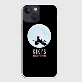 Чехол для iPhone 13 mini с принтом KIKIS DELIVERY SERVICE. Кики на фоне Луны в Белгороде,  |  | delivery | kiki | service | аниме | ведьмина | ведьмочка | горо | дзидзи | доставки | замок | кики | магия | миядзаки | служба | тоторо | хаяо | ходячий