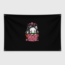 Флаг-баннер с принтом KIMETSU NO YAIBA NEZUKO в Белгороде, 100% полиэстер | размер 67 х 109 см, плотность ткани — 95 г/м2; по краям флага есть четыре люверса для крепления | demon slayer | kimetsu no yaiba | nezuko | shinobu | slayer | tanjiro | zenitsu | гию томиока | зенитцу | иноске хашибира | клинок рассекающий демонов | незуко | танджиро | шинобу кочо