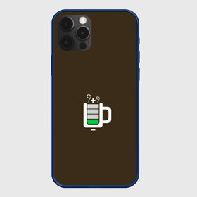 Чехол для iPhone 12 Pro с принтом Батарейка заряд чашка кофе  в Белгороде, силикон | область печати: задняя сторона чехла, без боковых панелей | аккумулятор | батарейка | вектор | емкость | заряд | кофе | минимализм | простой | разряжено | чай | чашка | энергия