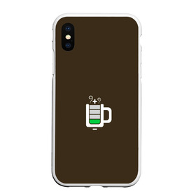 Чехол для iPhone XS Max матовый с принтом Батарейка заряд чашка кофе в Белгороде, Силикон | Область печати: задняя сторона чехла, без боковых панелей | аккумулятор | батарейка | вектор | емкость | заряд | кофе | минимализм | простой | разряжено | чай | чашка | энергия
