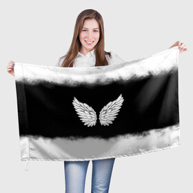 Флаг 3D с принтом Im an angel в Белгороде, 100% полиэстер | плотность ткани — 95 г/м2, размер — 67 х 109 см. Принт наносится с одной стороны | angel | birds | fly | wings | ангел | бабочка | богиня | воздушный | демон | дым | космос | крылья | лебедь | летать | летучий | милые | мифические | небесный | небо | облако | пегас | перья | прикольные | птица | рай