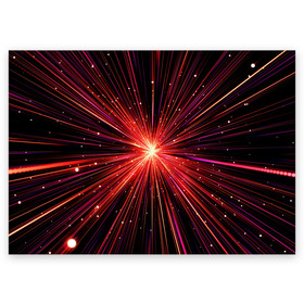 Поздравительная открытка с принтом Рождение Сверхновой в Белгороде, 100% бумага | плотность бумаги 280 г/м2, матовая, на обратной стороне линовка и место для марки
 | бесконечность | взрыв | вселенная | галактика | движение | звезда | звездная | звезды | искры | космический | космос | линии | материя | неоновый | нло | ночь | огни | огонь | оптические | петарда