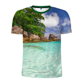 Мужская футболка 3D спортивная с принтом Пхукет в Белгороде, 100% полиэстер с улучшенными характеристиками | приталенный силуэт, круглая горловина, широкие плечи, сужается к линии бедра | phuket | бангкок | королевство | курорт | море | острова | отдых | пальмы | песок | пляж | природа | путешествие | солнце | тай | тайланд