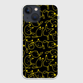 Чехол для iPhone 13 mini с принтом Покемоны в Белгороде,  |  | doodling | pikachu | pokemon | textures | дудлинг | желтый покемон | пика пика | пикачу | покемон | покемоны | стикербомбинг | текстуры | фон