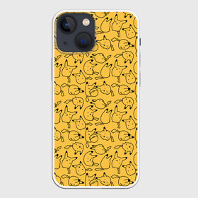 Чехол для iPhone 13 mini с принтом Покемон Пикачу в Белгороде,  |  | doodling | pikachu | pokemon | textures | дудлинг | желтый покемон | пика пика | пикачу | покемон | покемоны | стикербомбинг | текстуры | фон