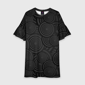 Детское платье 3D с принтом Круги черный узор геометрия в Белгороде, 100% полиэстер | прямой силуэт, чуть расширенный к низу. Круглая горловина, на рукавах — воланы | геометрия | круги | мрачный | обычный | повседневность | простой | серый | темные | узор | черный