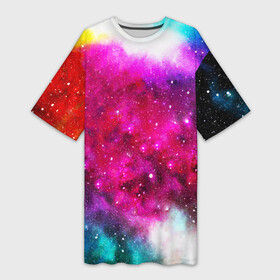 Платье-футболка 3D с принтом Туманность в Белгороде,  |  | Тематика изображения на принте: space | stars | абстракция | бесконечный | блестящий | вселенная | галактика | дым | звездная | звезды | космический | космос | краски | лето | материя | небо | неоновый | нло | ночь | облака | планеты | радуга