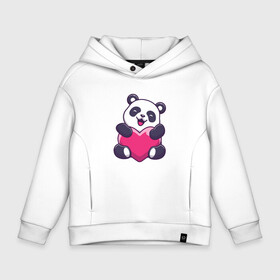 Детское худи Oversize хлопок с принтом Панда love в Белгороде, френч-терри — 70% хлопок, 30% полиэстер. Мягкий теплый начес внутри —100% хлопок | боковые карманы, эластичные манжеты и нижняя кромка, капюшон на магнитной кнопке | love | влюблённая панда | панда | панда love | панда обнимает сердечко | панда с сердечком | панда с сердцем | панда сердечко | панда сердце | сердечко | сердце