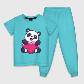 Детская пижама хлопок с принтом Панда love в Белгороде, 100% хлопок |  брюки и футболка прямого кроя, без карманов, на брюках мягкая резинка на поясе и по низу штанин
 | Тематика изображения на принте: love | влюблённая панда | панда | панда love | панда обнимает сердечко | панда с сердечком | панда с сердцем | панда сердечко | панда сердце | сердечко | сердце