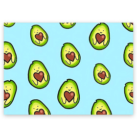Поздравительная открытка с принтом Милое авокадо в Белгороде, 100% бумага | плотность бумаги 280 г/м2, матовая, на обратной стороне линовка и место для марки
 | авокадо | арт | вкусняшка | мило | милое | рисунок | сердечко | сердце | фрукт | шоколад