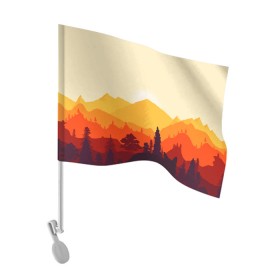 Флаг для автомобиля с принтом Горы закат пейзаж лиса арт в Белгороде, 100% полиэстер | Размер: 30*21 см | арт | вектор | геометрия | горы | закат | лето | лиса | пейзаж | силуэт | символы | фигуры