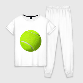 Женская пижама хлопок с принтом Теннис в Белгороде, 100% хлопок | брюки и футболка прямого кроя, без карманов, на брюках мягкая резинка на поясе и по низу штанин | exclusive merch | большой | игра | мяч | спорт | теннис