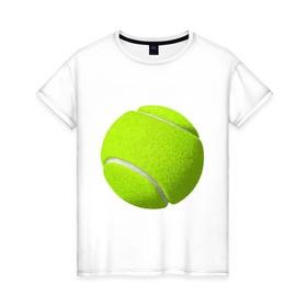 Женская футболка хлопок с принтом Теннис в Белгороде, 100% хлопок | прямой крой, круглый вырез горловины, длина до линии бедер, слегка спущенное плечо | exclusive merch | большой | игра | мяч | спорт | теннис
