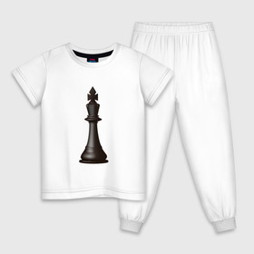 Детская пижама хлопок с принтом Король в Белгороде, 100% хлопок |  брюки и футболка прямого кроя, без карманов, на брюках мягкая резинка на поясе и по низу штанин
 | Тематика изображения на принте: exclusive merch | игра | интеллектуальная | король | спорт | фигура | шахматы
