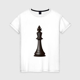 Женская футболка хлопок с принтом Король в Белгороде, 100% хлопок | прямой крой, круглый вырез горловины, длина до линии бедер, слегка спущенное плечо | exclusive merch | игра | интеллектуальная | король | спорт | фигура | шахматы