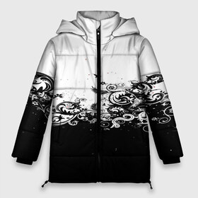 Женская зимняя куртка 3D с принтом узоры линии черный белый чб в Белгороде, верх — 100% полиэстер; подкладка — 100% полиэстер; утеплитель — 100% полиэстер | длина ниже бедра, силуэт Оверсайз. Есть воротник-стойка, отстегивающийся капюшон и ветрозащитная планка. 

Боковые карманы с листочкой на кнопках и внутренний карман на молнии | белый | дудлы | закрученный | линии | микс | спирали | узоры | чб | черный