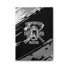 Обложка для автодокументов с принтом FIREFIGHTER 1649 RUSSIA в Белгороде, натуральная кожа |  размер 19,9*13 см; внутри 4 больших “конверта” для документов и один маленький отдел — туда идеально встанут права | 112 | 27 декабря | firefighter | багор | белая | герб | гкчс | знак | лого | логотип | маска | мчс | мчсник | пожарная охрана | пожарник | пожарный | пч | россии | рф | серая | символ | служба | состаренная