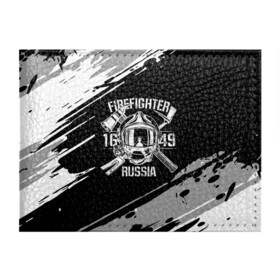 Обложка для студенческого билета с принтом FIREFIGHTER 1649 RUSSIA в Белгороде, натуральная кожа | Размер: 11*8 см; Печать на всей внешней стороне | Тематика изображения на принте: 112 | 27 декабря | firefighter | багор | белая | герб | гкчс | знак | лого | логотип | маска | мчс | мчсник | пожарная охрана | пожарник | пожарный | пч | россии | рф | серая | символ | служба | состаренная