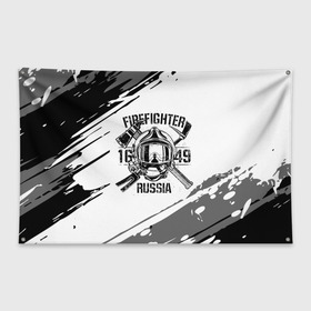 Флаг-баннер с принтом FIREFIGHTER 1649 RUSSIA в Белгороде, 100% полиэстер | размер 67 х 109 см, плотность ткани — 95 г/м2; по краям флага есть четыре люверса для крепления | 112 | 27 декабря | firefighter | багор | белая | герб | гкчс | знак | лого | логотип | маска | мчс | мчсник | пожарная охрана | пожарник | пожарный | пч | россии | рф | серая | символ | служба | состаренная