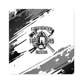 Магнит виниловый Квадрат с принтом FIREFIGHTER 1649 RUSSIA в Белгороде, полимерный материал с магнитным слоем | размер 9*9 см, закругленные углы | 112 | 27 декабря | firefighter | багор | белая | герб | гкчс | знак | лого | логотип | маска | мчс | мчсник | пожарная охрана | пожарник | пожарный | пч | россии | рф | серая | символ | служба | состаренная