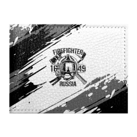 Обложка для студенческого билета с принтом FIREFIGHTER 1649 RUSSIA в Белгороде, натуральная кожа | Размер: 11*8 см; Печать на всей внешней стороне | 112 | 27 декабря | firefighter | багор | белая | герб | гкчс | знак | лого | логотип | маска | мчс | мчсник | пожарная охрана | пожарник | пожарный | пч | россии | рф | серая | символ | служба | состаренная