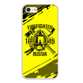 Чехол для iPhone 5/5S матовый с принтом FIREFIGHTER 1649 RUSSIA в Белгороде, Силикон | Область печати: задняя сторона чехла, без боковых панелей | 112 | firefighter | багор | герб | гкчс | желтая | знак | лого | логотип | мчс | мчсник | пожарная охрана | пожарник | пожарный | пч | россии | рф | серая | символ | служба | спасатель | спасения | топор | флаг