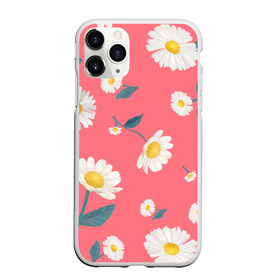 Чехол для iPhone 11 Pro матовый с принтом Ромашки в Белгороде, Силикон |  | белый | для девушек | желтый | летний принт | листочки цветов | розовый фон | ромашка | ромашки | цветочки | цветы