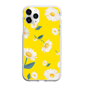 Чехол для iPhone 11 Pro Max матовый с принтом Ромашки в Белгороде, Силикон |  | белый | для девушек | желтый | желтый фон | летний принт | листочки цветов | ромашка | ромашки | цветочки | цветы