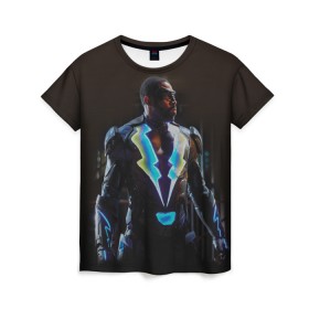 Женская футболка 3D с принтом Black Lightning в Белгороде, 100% полиэфир ( синтетическое хлопкоподобное полотно) | прямой крой, круглый вырез горловины, длина до линии бедер | black lightning | jefferson pierce | vdzabma | джефферсон пирс | черная молния