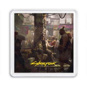 Магнит 55*55 с принтом Cyberpunk 2077 city в Белгороде, Пластик | Размер: 65*65 мм; Размер печати: 55*55 мм | 