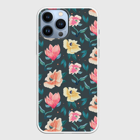 Чехол для iPhone 13 Pro Max с принтом Акварельные цветы в Белгороде,  |  | floral | flowers | pastel | pattern | pink | texture | watercolor | акварель | букет | картина | красками | краски | листья | маки | настроение | пастель | пионы | рисунок | розовые | розы | ромашки | сад | цветки | цветочки