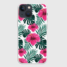 Чехол для iPhone 13 mini с принтом Гавайский гибискус в Белгороде,  |  | flower | hawaii | hibiscus | palms | summer | sun | ботаника | гаваи | гавайи | гавайка | гавайская | гибискус | красочная | летняя | лето | листья | отдых | отпуск | пальма | пальмы | пляж | растения | символ