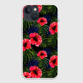 Чехол для iPhone 13 с принтом Тропические цветы и листья в Белгороде,  |  | flower | flowers | palms | summer | sun | tropical | ботаника | гавайи hawaii | гавайка | гавайская | красочная | летняя | лето | листья | отдых | отпуск | пальма | пальмы | пляж | растения | символ | тропики | тропические