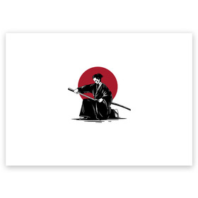 Поздравительная открытка с принтом Японский самурай (Z) в Белгороде, 100% бумага | плотность бумаги 280 г/м2, матовая, на обратной стороне линовка и место для марки
 | japan | ninja | samurai | асихара но накацукуни | буке | воин | вояк | государство япония | мононофу | мститель | мушя | ниндзя | ниппон | нихон | ооясимагуни | сабурай | самурай | слуга | солдат