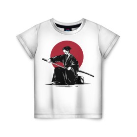 Детская футболка 3D с принтом Японский самурай (Z) в Белгороде, 100% гипоаллергенный полиэфир | прямой крой, круглый вырез горловины, длина до линии бедер, чуть спущенное плечо, ткань немного тянется | japan | ninja | samurai | асихара но накацукуни | буке | воин | вояк | государство япония | мононофу | мститель | мушя | ниндзя | ниппон | нихон | ооясимагуни | сабурай | самурай | слуга | солдат