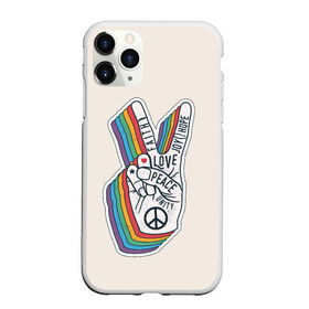 Чехол для iPhone 11 Pro Max матовый с принтом PEACE and LOVE (Z) в Белгороде, Силикон |  | hope | love | peace | два пальца | жесть | знак | любить | любовь | мир | радуга | хипи | хиппи