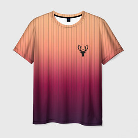 Мужская футболка 3D с принтом The Gradient Of Deer в Белгороде, 100% полиэфир | прямой крой, круглый вырез горловины, длина до линии бедер | casual | the gradient of deer | голова оленя | градиент | олень | полоски | тренд