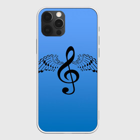 Чехол для iPhone 12 Pro Max с принтом Скрипичный ключ и крылья ноты в Белгороде, Силикон |  | арт | звук | крыло | крылья | музыка | музыкант | ноты | символ | скрипичный ключ | фортепиано