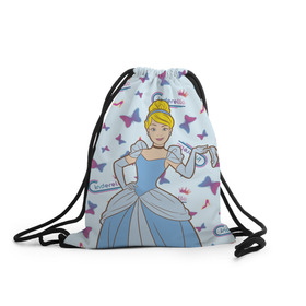 Рюкзак-мешок 3D с принтом Cinderella Disney Princess в Белгороде, 100% полиэстер | плотность ткани — 200 г/м2, размер — 35 х 45 см; лямки — толстые шнурки, застежка на шнуровке, без карманов и подкладки | 