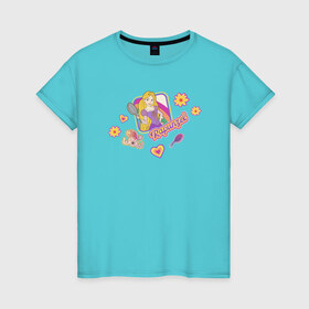 Женская футболка хлопок с принтом Tangled Disney Princess в Белгороде, 100% хлопок | прямой крой, круглый вырез горловины, длина до линии бедер, слегка спущенное плечо | disney princess | tangled | vdkimel | рапунцель