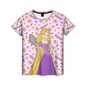 Женская футболка 3D с принтом Tangled Disney Princess в Белгороде, 100% полиэфир ( синтетическое хлопкоподобное полотно) | прямой крой, круглый вырез горловины, длина до линии бедер | disney princess | tangled | vdkimel | рапунцель