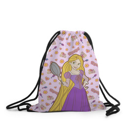 Рюкзак-мешок 3D с принтом Tangled Disney Princess в Белгороде, 100% полиэстер | плотность ткани — 200 г/м2, размер — 35 х 45 см; лямки — толстые шнурки, застежка на шнуровке, без карманов и подкладки | disney princess | tangled | vdkimel | рапунцель