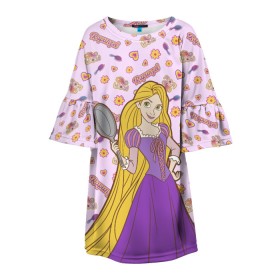 Детское платье 3D с принтом Tangled Disney Princess в Белгороде, 100% полиэстер | прямой силуэт, чуть расширенный к низу. Круглая горловина, на рукавах — воланы | disney princess | tangled | vdkimel | рапунцель