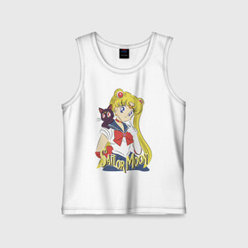 Детская майка хлопок с принтом Sailor Moon & Luna в Белгороде,  |  | cat | girl | kitty | luna | moon | sailor moon | sailormoon | девочка | кот | котик | котэ | кошка | луна | мультяшка | сейлормун | сэйлор мун