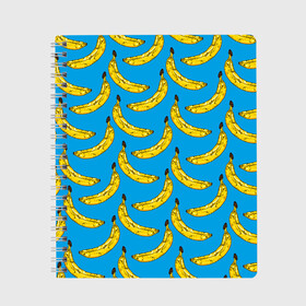 Тетрадь с принтом Go Bananas в Белгороде, 100% бумага | 48 листов, плотность листов — 60 г/м2, плотность картонной обложки — 250 г/м2. Листы скреплены сбоку удобной пружинной спиралью. Уголки страниц и обложки скругленные. Цвет линий — светло-серый
 | Тематика изображения на принте: food | fruits | банан | бананчики | бананы | вкусняшки | десерт | джунгли | еда | летний | лето | море | обезьяна | овощи | океан | острова | отдых | отпуск | пальмы | плоды | пляж | природа | рай | сладкие