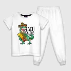 Детская пижама хлопок с принтом Tacosaurus в Белгороде, 100% хлопок |  брюки и футболка прямого кроя, без карманов, на брюках мягкая резинка на поясе и по низу штанин
 | Тематика изображения на принте: dinosaur | donut | rex | t rex | динозавр | пончик | рекс